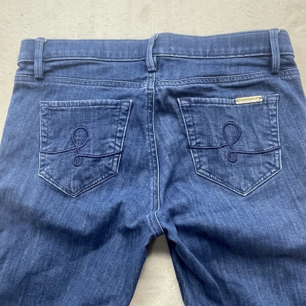 Lilly Pulitzer Jean Sz 8 (30x29) South Ocean‎ Braided Side Detail Low Rise Blue